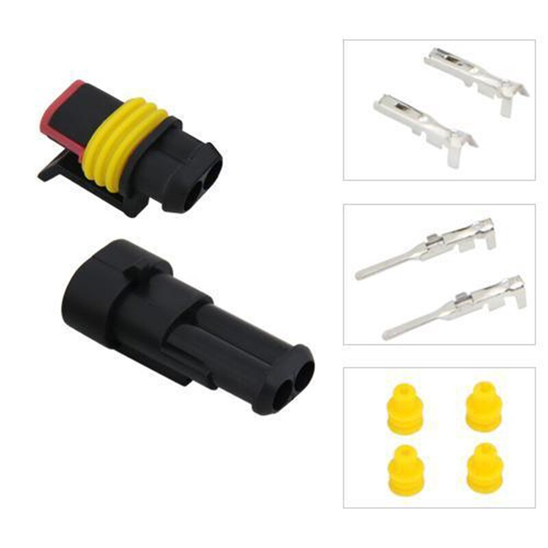 20 Set Car 2-Pin Way Sealed Waterproof Electrical Wire Auto Connector Plug Sealed Waterproof Connectors Kit