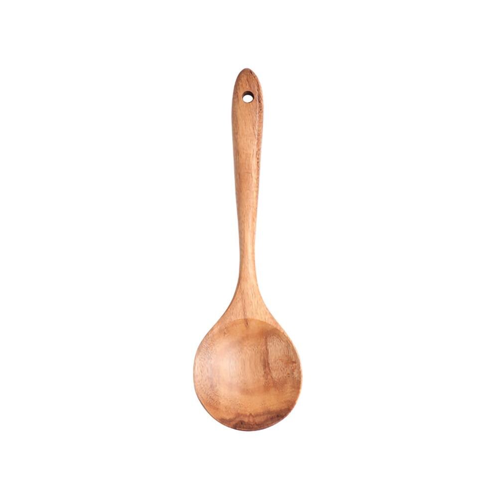 Wooden Tableware Spoon Filter Soup Skimmer Cooking Spoon Scoop Kitchen Tool Set: Stirring spoon