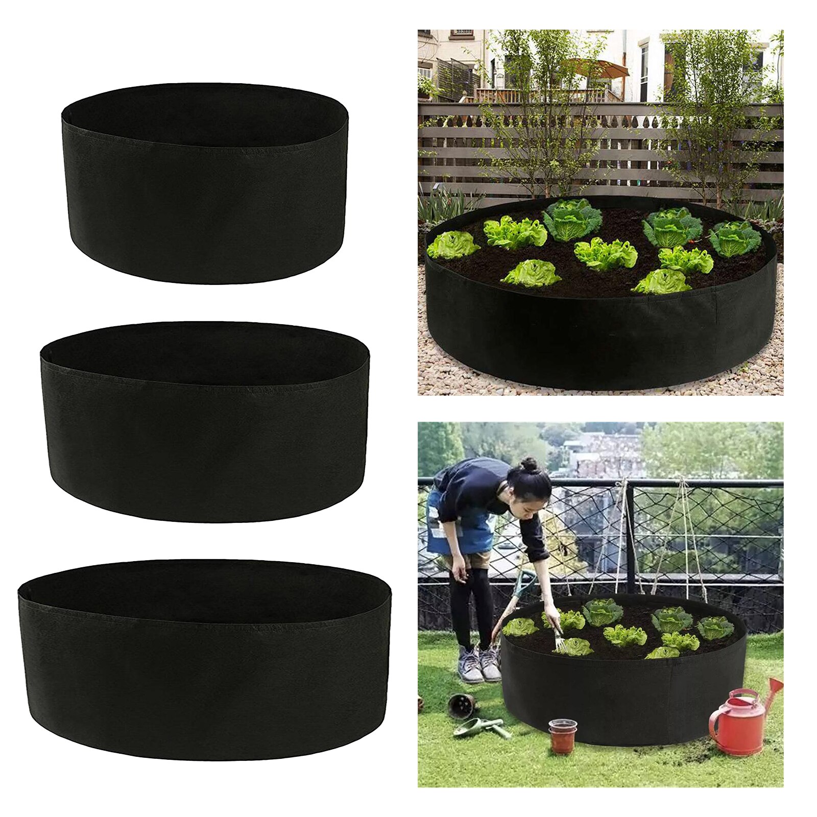 Round Felt Grow Bags Aeration Container Garden Plant Pot Wide Use Holds Soil