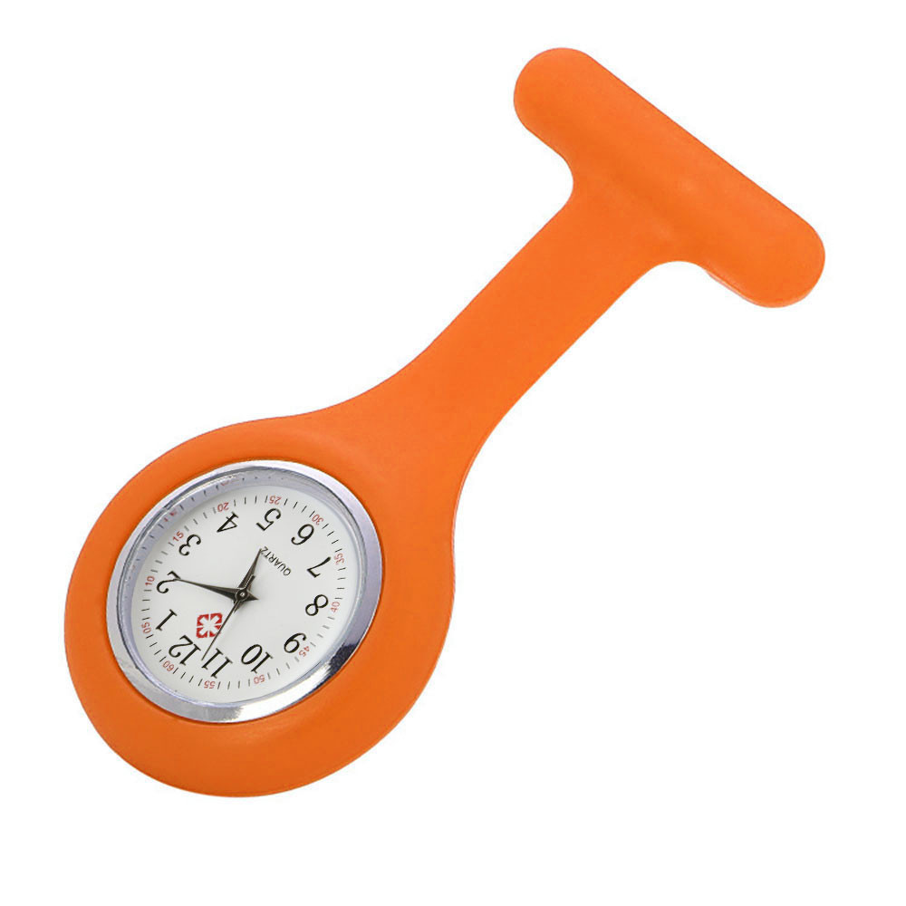 Taschenuhr Damen Digitalanzeige Zifferblatt Clip-an Analoguhr fob Krankenschwester Brosche Stift Hängetasche Elektrische Uhr Modeuhren: Orange