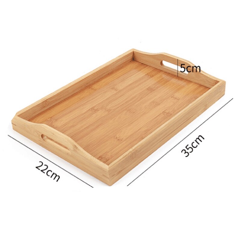 Serveringsbricka bambu - träbricka med handtag - perfekt för middagsbrickor, tebricka, barbricka, frukostbricka eller någon matbricka