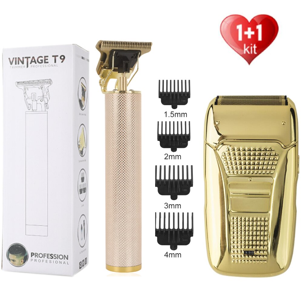 Hair Trimmer Set Tool Electric Hair Clipper Hair 0mm Barber Machine Cordless Haircut Men Cutter Shaver Home Use: rosegold set