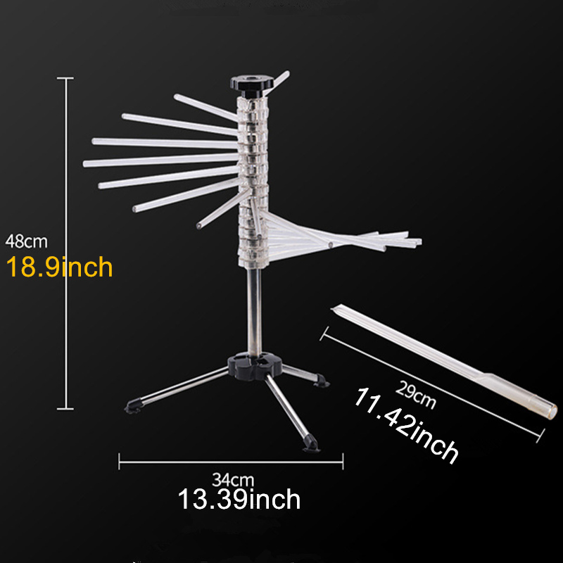 Secador de pasta con recetario - Soporte de acero inoxidable para pasta fresca - Tendedero para secar tallarines máx. 2 KG