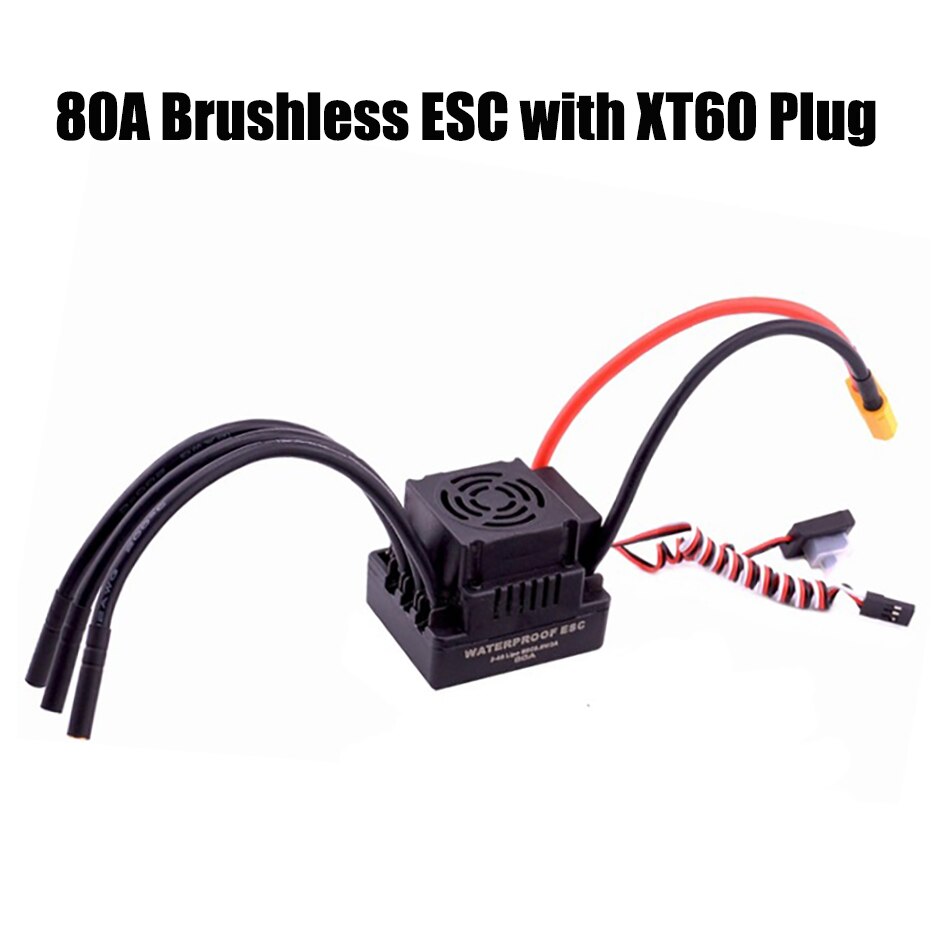 Impermeabile ESC 60A 80A 120A S-80A S-120A Brushless ESC Regolatore di Velocità Elettrico con 5.5V / 3A BEC per 1/8 1/10 1:10 RC Auto: 80A ESC XT60 plug