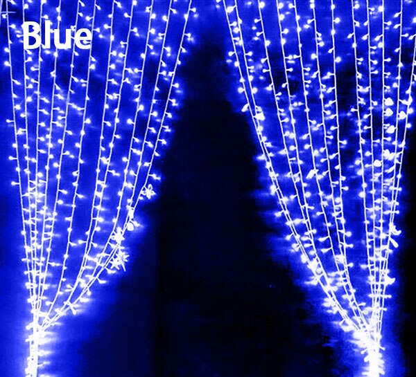 4*0.6/3*1/3*2/3*3M Led Ijspegel Gordijn Fairy String Light Fairy Kerst licht Voor Bruiloft Home Party Decoratie 220V Eu Plug: Blue / 4 x 0.6 Meter