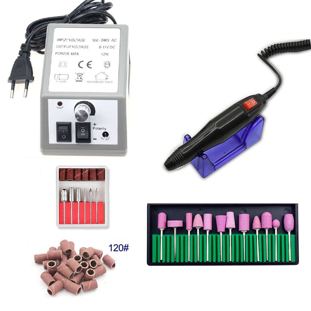 Electric Nail Drill Machine For Manicure And Pedicure Drill 12W 20000RPM Milling Machine Nails Equipment Set Electric Nail File: SET 3