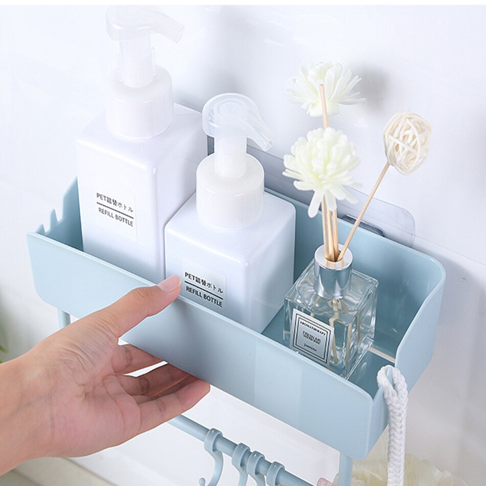 Square storage rack kitchen wall hanging plastic receive finishing rack multifunctional toilet non perforated storage rac