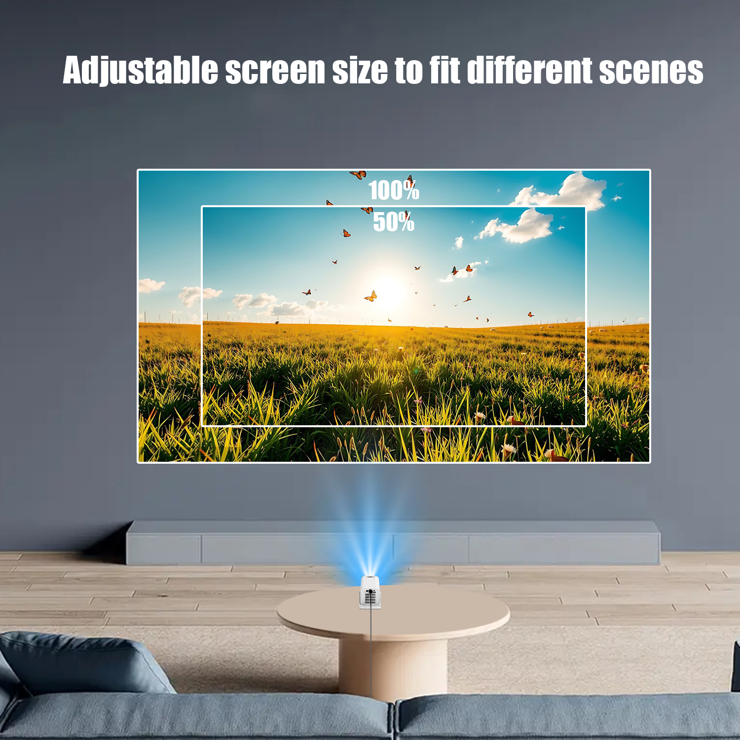 HD projector, mini projector, 180 degree rotation, compatible with phone/speaker/PC/USB, suitable for home theater/office