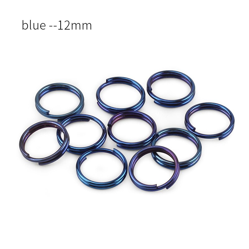 10 pièces/lot titane 10mm/12mm/14mm porte-clés EDC outil extérieur multicolore titane porte-clés: blue 12mm