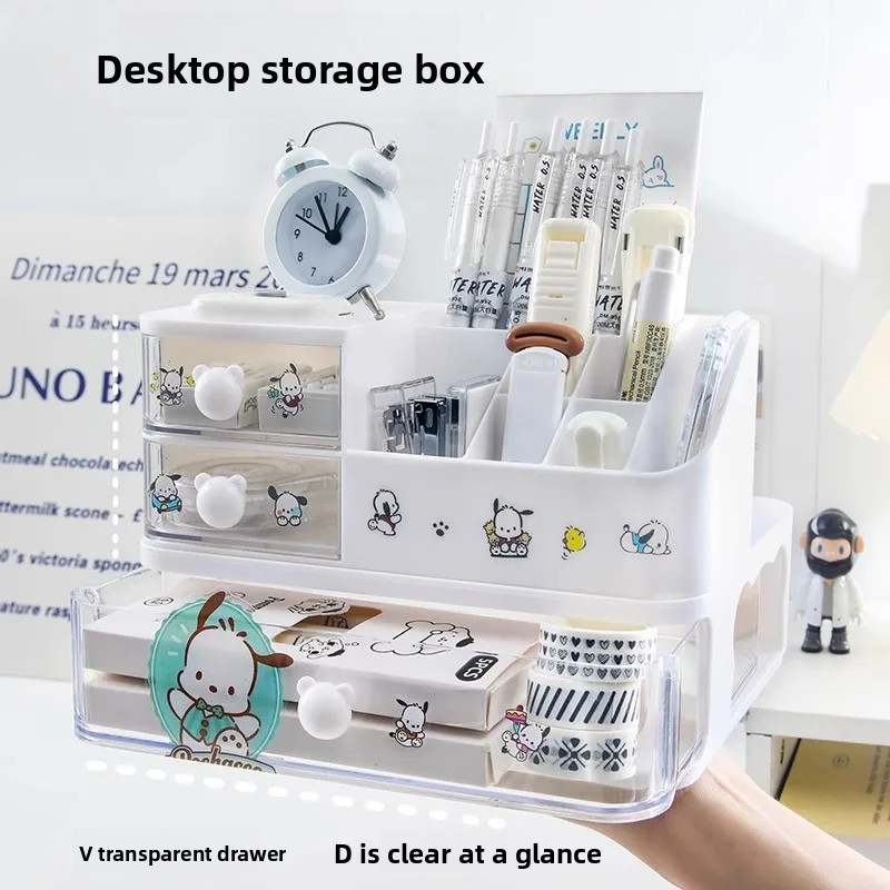 Organizador de escritorio estilo cajonera chica bonita corazón estudiante escritorio para niños papelería cepillo cosmético organizador portalápices plástico Ma