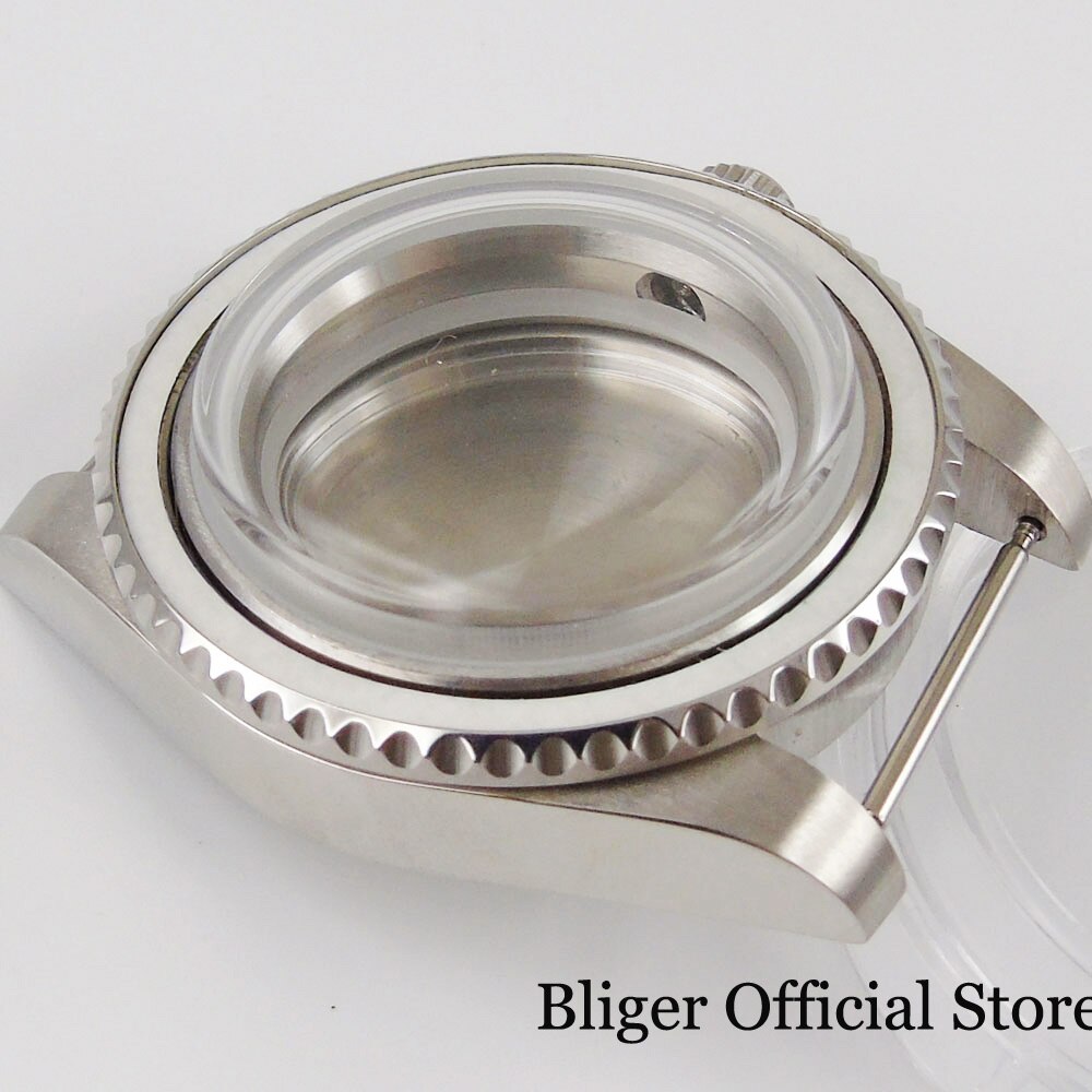 316L Stainless Steel Silver Color Watch Case Arched Glass for NH35 NH36 Rotating Bezel Solid Backcover Screw Down Crown