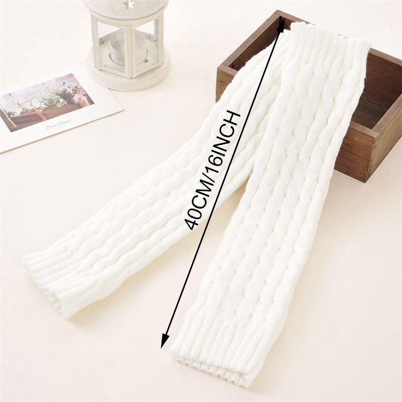 Jambières longues blanches pour femmes, 1 paire, chaussettes chaudes d'hiver tricotées, couvre-jambes coupe-vent à la , à la cheville, aux genoux