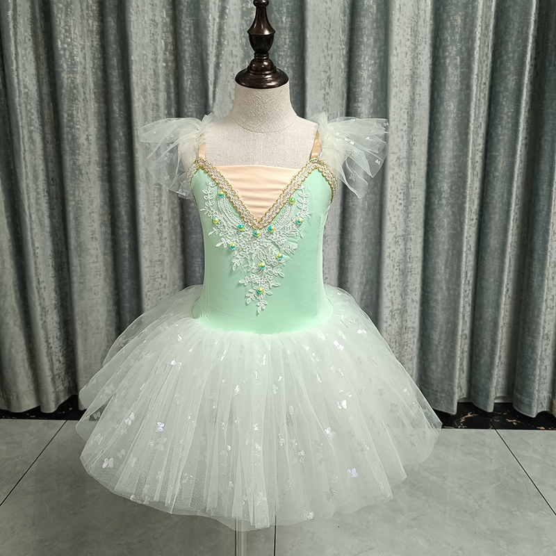 Disfraz de hada bailarina para de graduación, vestido azul con lentejuelas y flores para niñas, Ropa de baile, leotardo de Ballet gimnástico, tutú, novedad de 2023