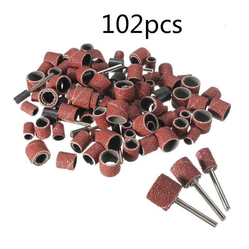 102pcs sandpaper drum with 12 spindles, suitable for rotating tools of sander with 1/2 3/8 1/4 inch spindle