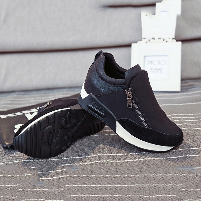 6CM wysokość zwiększenie buty sportowe kobiety Zip poduszka powietrzna siatkowe trampki antypoślizgowe buty na platformie miękkie buty sportowe Jogging