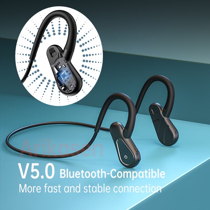Music Player Wireless Headphones MP3 Bluetooth-Compatible Bone Conduction Open Ear Sweatproof Wireless Earphone with Microphone