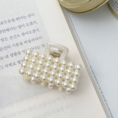 Horquilla geométrica con perlas pequeñas y medianas para mujer y niña, pinzas para el pelo de cangrejo, accesorios para el cabello, novedad de: Naranja