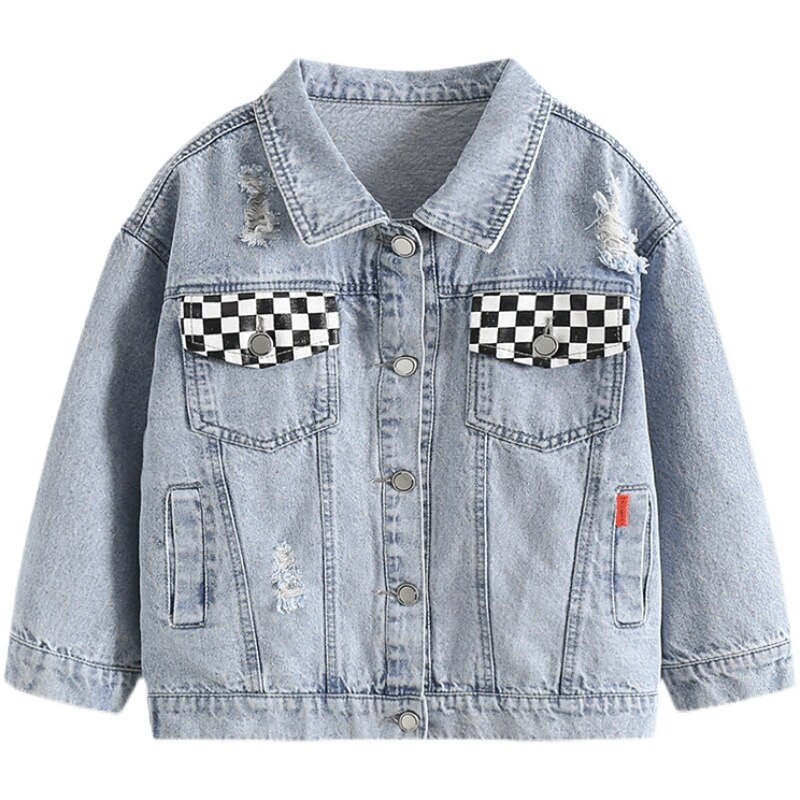 4-14 jahre Teenager freundlicher Jungen Jeans Mantel gerissen See Patchwork Denim Jacken Jungen Alle-spiel lässig Spitzen Frühling Herbst Kleidung: 14