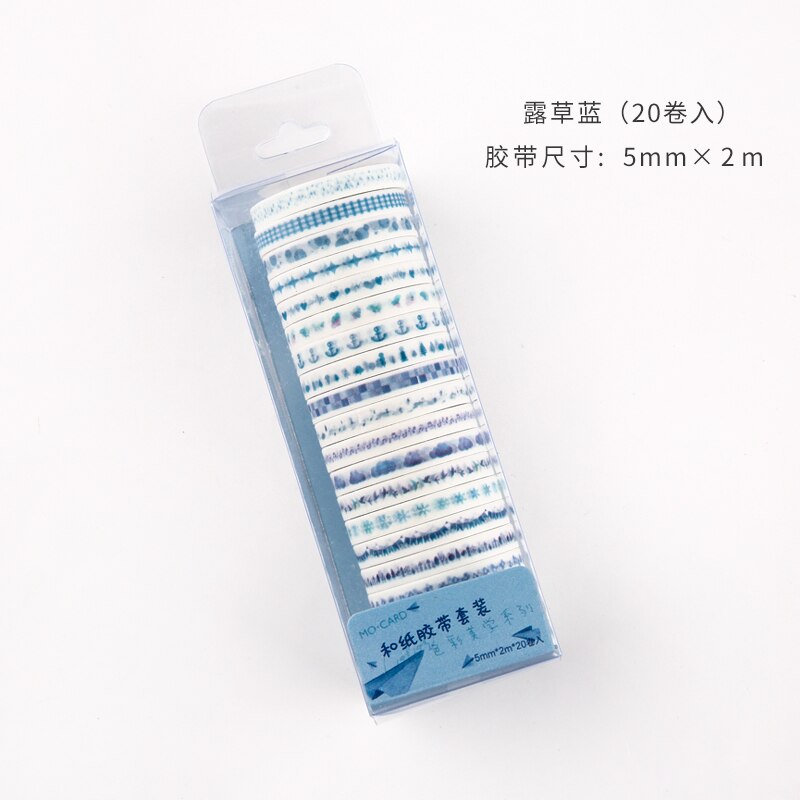 Journamm 5mm*2m*20pcs Color Tapes Janpaese Journal Delicacy Styling Bullet Journaling Adhesive Scrapbooking Deco Masking Tapes: J