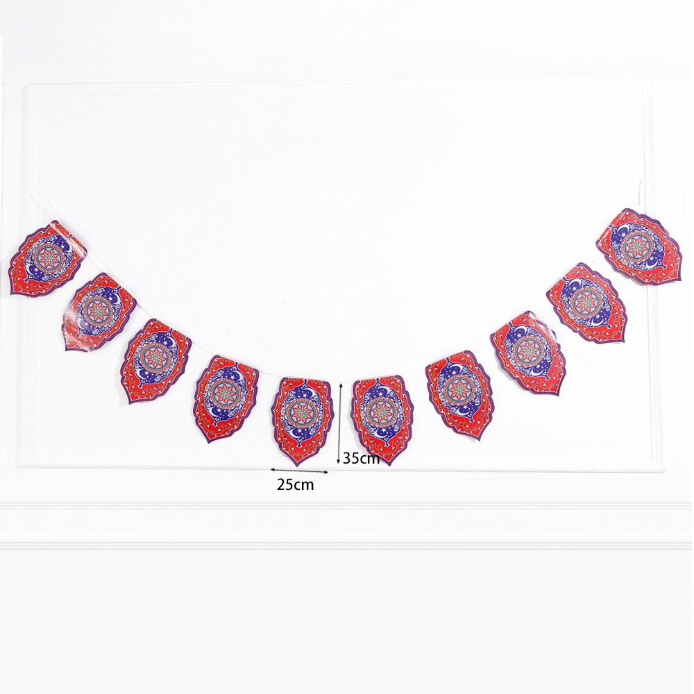 Eid Mubarak Paper Banner Wall Hanging Ramadan Kareem Paper Garland EID Flag Festival Bunting Islamic Muslim Mubarak Decoration