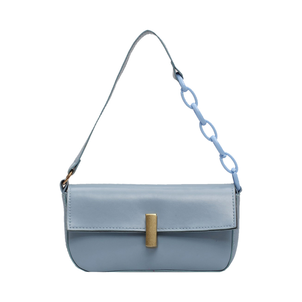 Décontracté en cuir PU fronde sac à main sac à main femmes chaîne épaule sac à bandoulière populaire Simple femme sac quotidien: Bleu