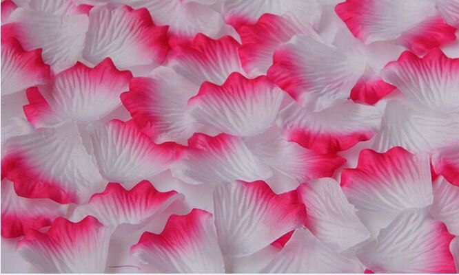 100 stk / pakke fest med kunstig blomst polyester bryllup dekorative rosenblade petalos de rosa bryllupsdekoration: Rød hvid