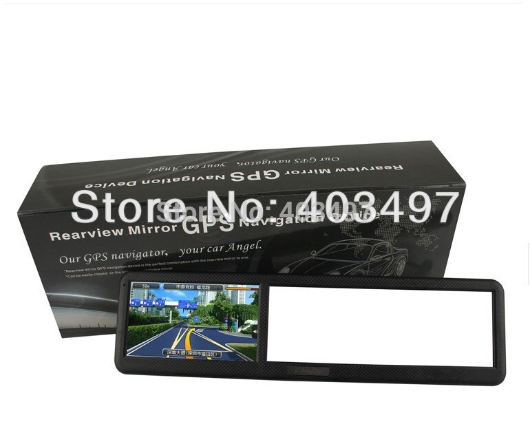 Rétroviseur GPS 4.3 pouces avec bluetooth | AV IN 4 go de charge, carte 3D