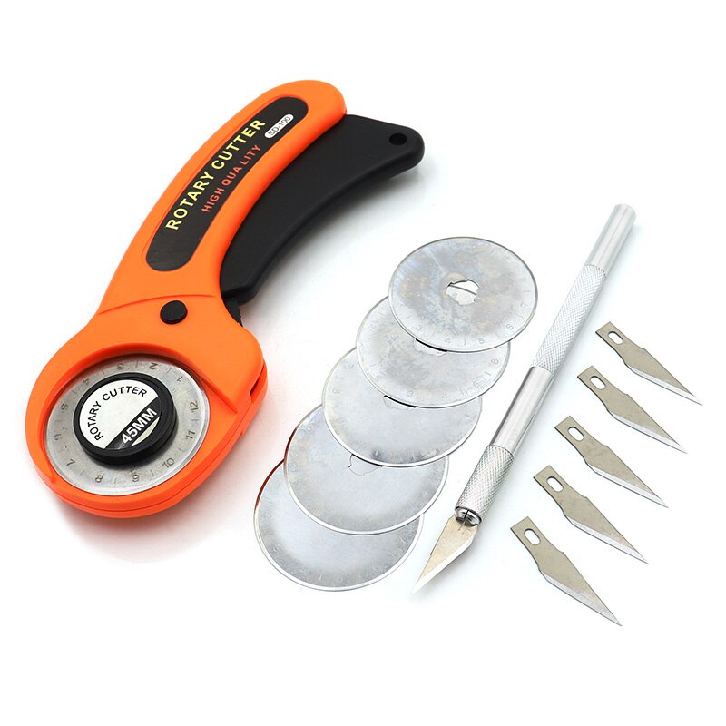 Sewing Kit Set Clothing Sewing Tools Hand Cutting Knife Set Patchwork Cloth Knife Patchwork Ruler DIY tool A4 cutting pad