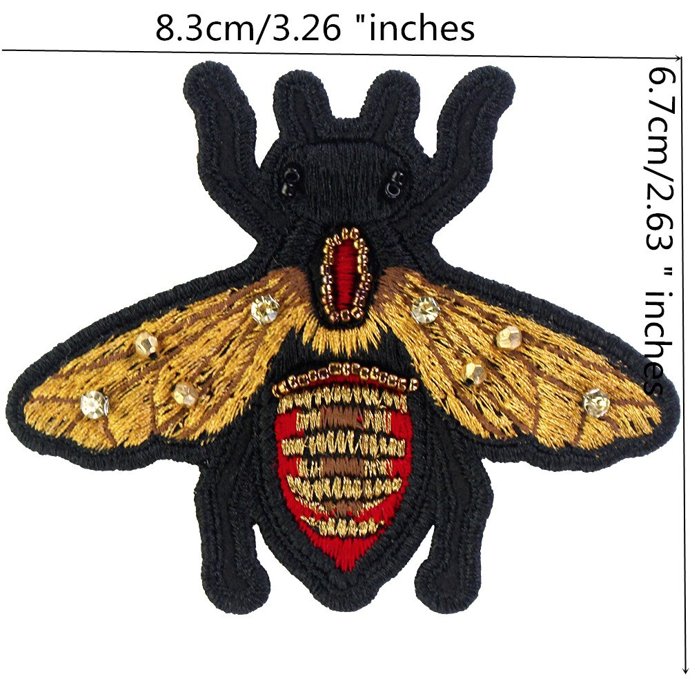 Nieuw! Borduren Kralen Bee Applique Naaien Patch Voor Tassen Schoenen Badge Diy Kleding Versierd B326: D