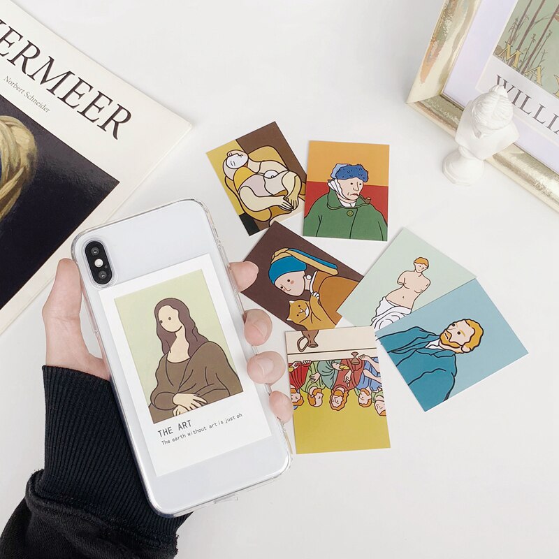 Art Card Silicone Telefoon Case Voor Iphone 11 12 Pro X Xr Xs Max Case Clear Tpu Bescherming Cover Voor iphone 6 6s 7 8 Plus Se