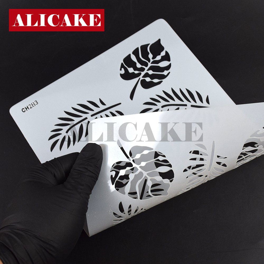 Pochoir de décoration de gâteau en dentelle, modèle de feuille de Jungle, outils de Fondant en plastique, bricolage, moule à gâteau