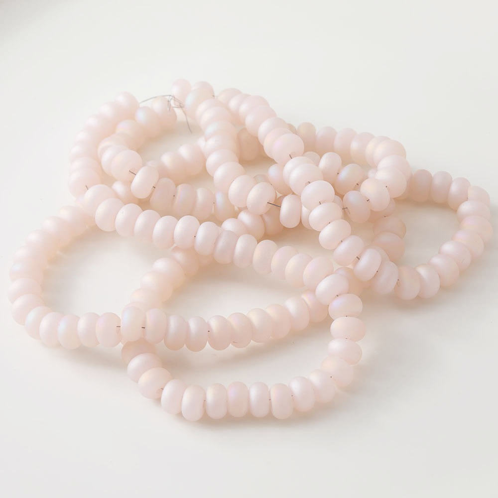 82 stk matterede flade perler skinnende glasperler til smykkefremstilling armbånd DIY perle halskæde 8mm