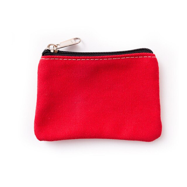 Stijl Katoenen Canvas Portemonnee Pure Kleur Eenvoudige Doek Coin Kleine Tas Voor Mannen En Vrouwen Kaart Portemonnee Sleutel rits Opbergtas: Red