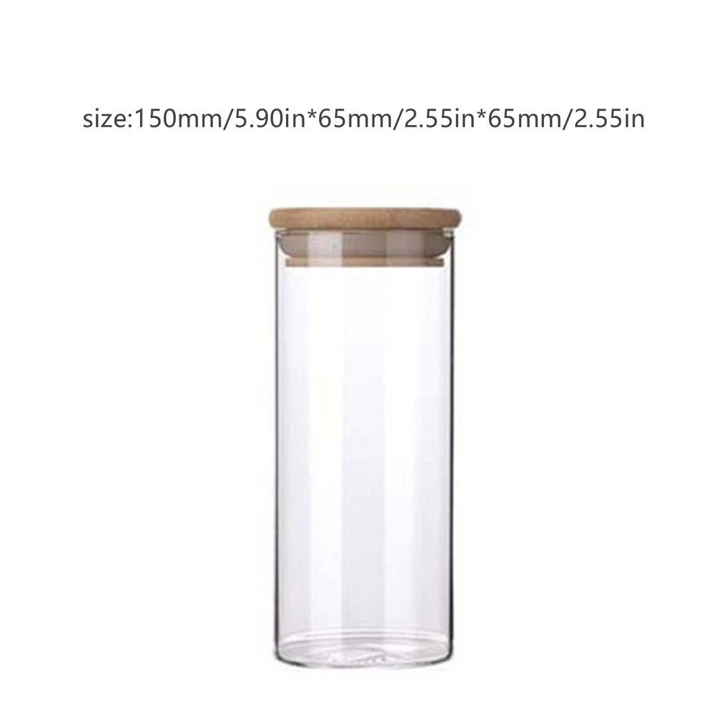 Glass Airtight Jars,Glass Food Storage Jars Containers with Bamboo Lid,Tea Cans Dried Fruit Snacks Storage Bottles: 3