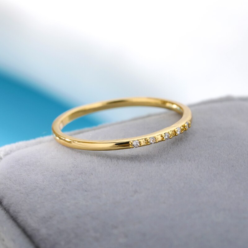 Zirkoon Eenvoudige Ringen Voor Vrouwen Goud Zilver Kleur Rvs Vrouwelijke Engagement Wedding Ring Sieraden Bague Femme Anillos Mujer