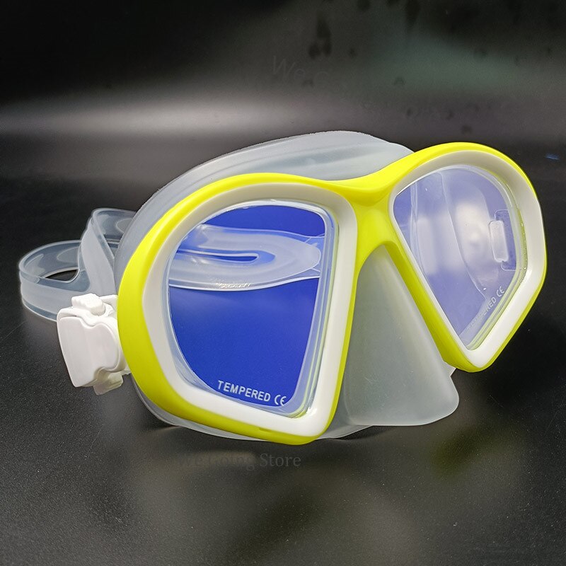 Teenager Swimming Mask Silicone Low Volume Scuba Diving Mask Freediving Scuba Dive Goggles with Coating Mirror Lens: yellow 2