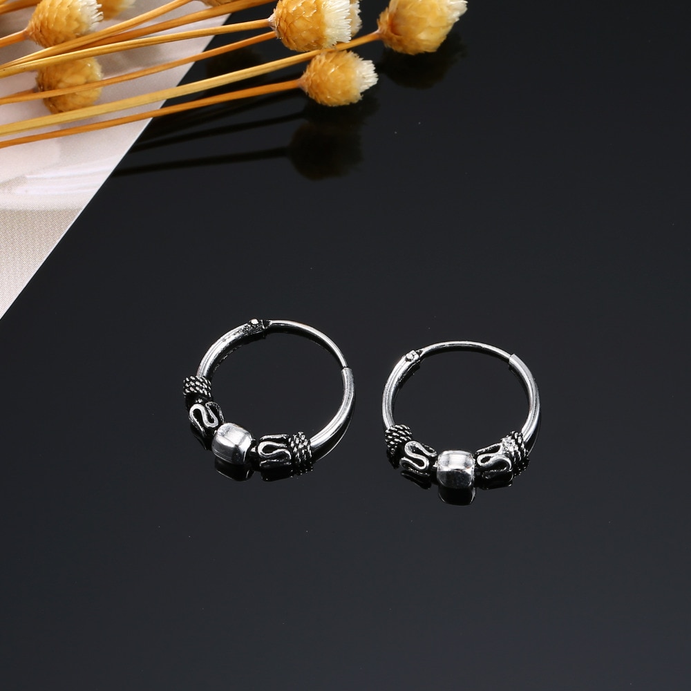 Europese Vintage Zilveren Kleur Oorringen Cirkel Handgemaakte Cool Kleine Hoop Earring Voor Vrouwen Bijoux Bijoux Sieraden