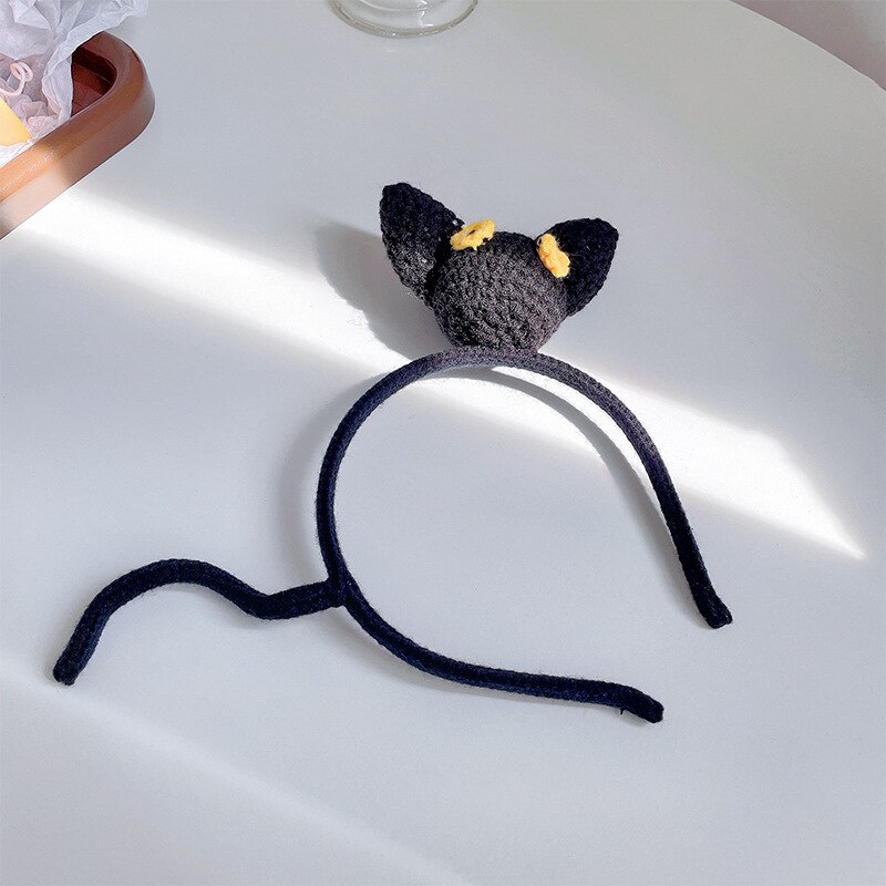 Håndlavet hæklet sød kat pandebånd til kvinder piger vaske ansigt indflydelse temperament kawaii ødelagt hårbånd tilbehør