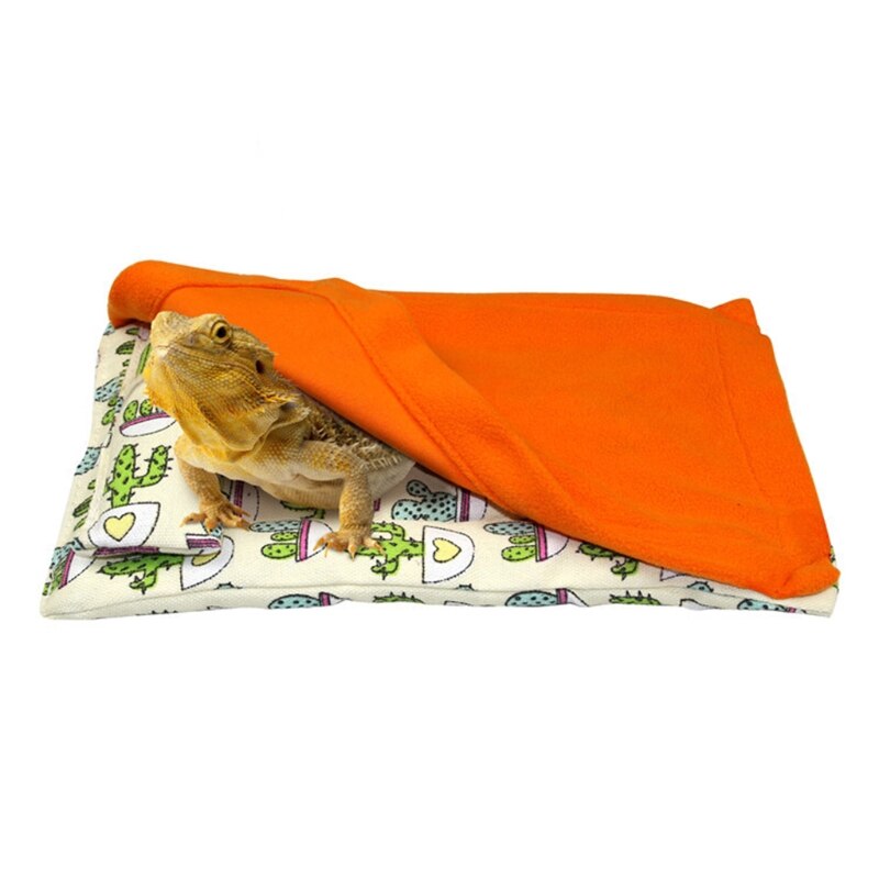 Reptile Sleeping Bag Tropical Cactus Print Blanket with Pillow Cage Sleepovers Nap Mat for Bearded Dragon Leopard Gecko Lizard
