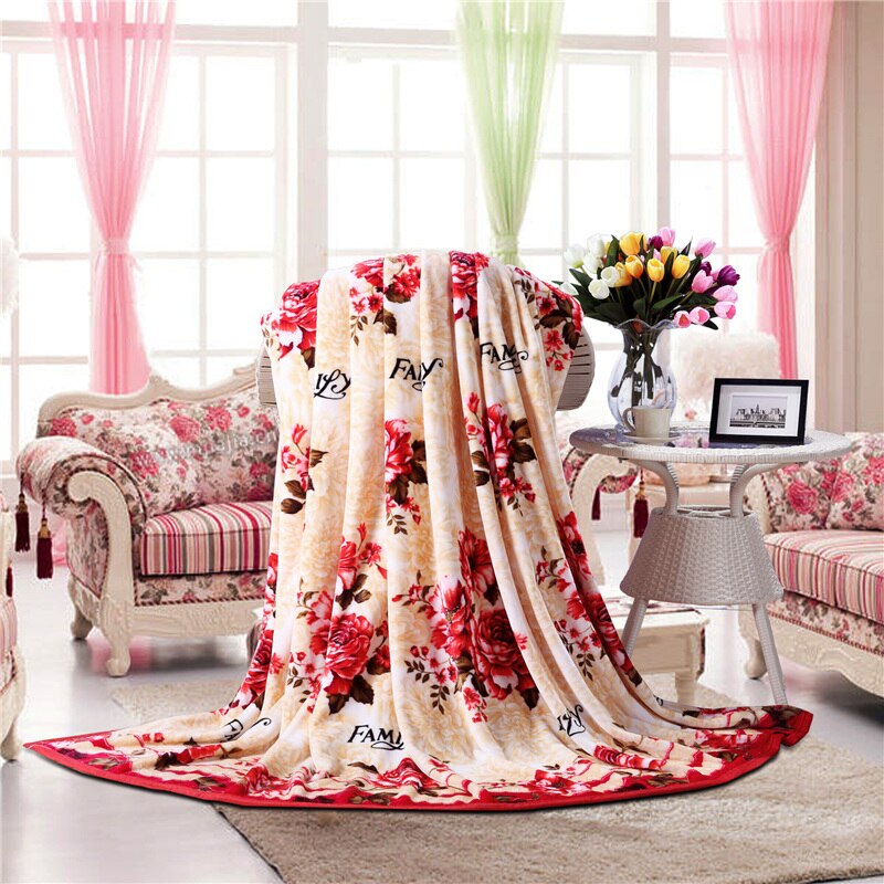 Solstice Winter Warm Comfortable Blanket Red Rose Style Package Edge Technology Bed Sheet Travel Portable Blanket