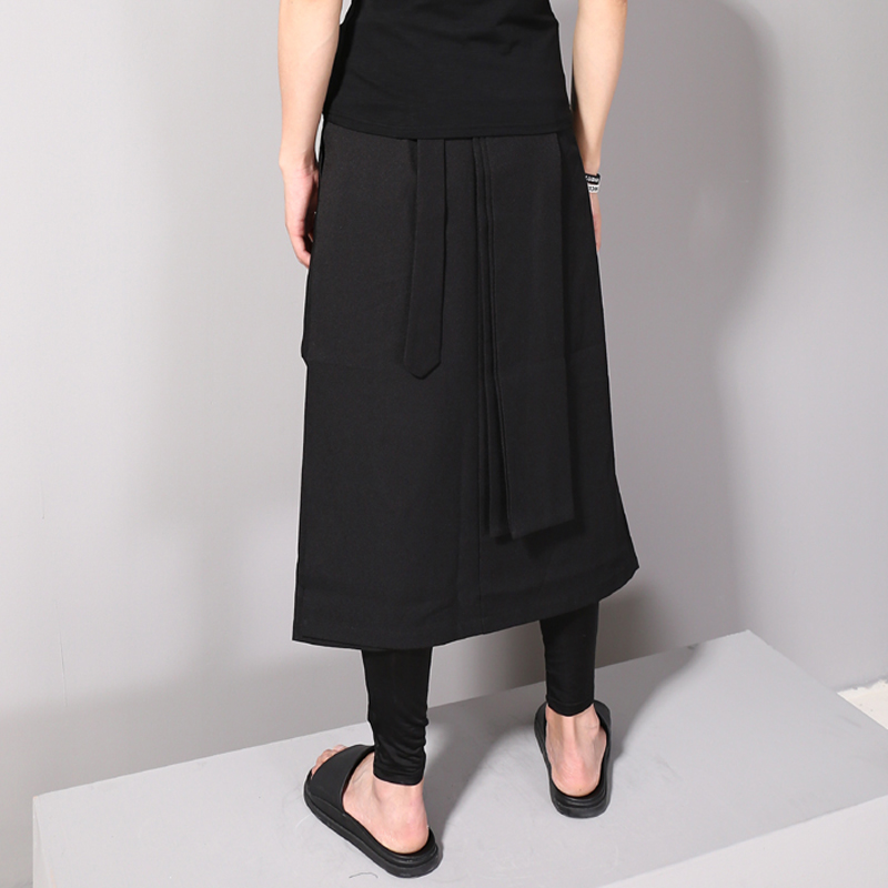 Jupe-pantalon à taille réglable pour homme, tenue décontractée avec tête de léopard, décoration Punk Hip-hop, pantalon de spectacle de , sarouel ample