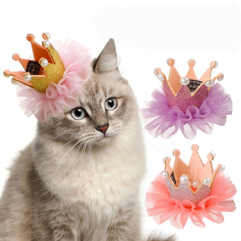 Accesorios para el pelo de perro y gato, sombrero de corona de princesa dulce, gorra para de cumpleaños, Cosplay para mascotas, perros pequeños, gatos, cachorros Katten
