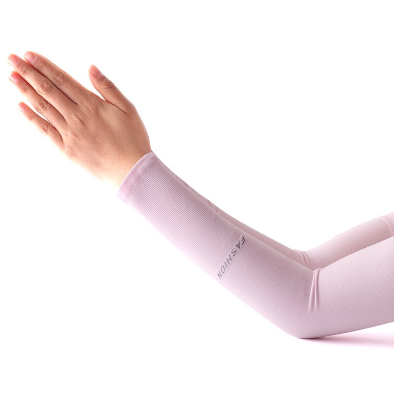 Versão atualizada de mangas estendidas protetor solar de seda gelo, verão de condução e equitação luvas de pesca ao ar livre mangas de mão 2022: pink fingerless
