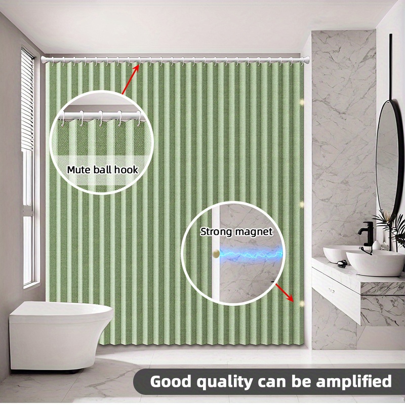 A Bohemian shower curtain, bathroom decoration, magnetic attraction effect, folding storage, privacy partition, waterproof: 180*180cm / green