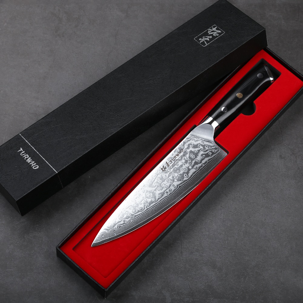 TURWHO 8'' Chef Knife Gyuto Japanese Damascus Stainless Steel Kitchen Knife Very Sharp Cooking knives G10 Handle