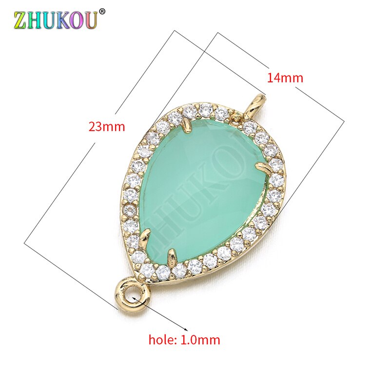 14*23mm Messing Zirconia Waterdruppels vorm Connectors DIY Sieraden Bevindingen Maken, Gat: 1.0mm Model: VS297