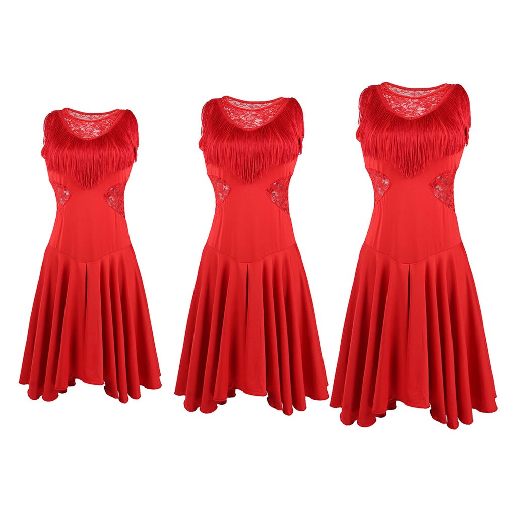 Women Latin Dance Dress Latin Dance Practice Costume Performance Skirt Red