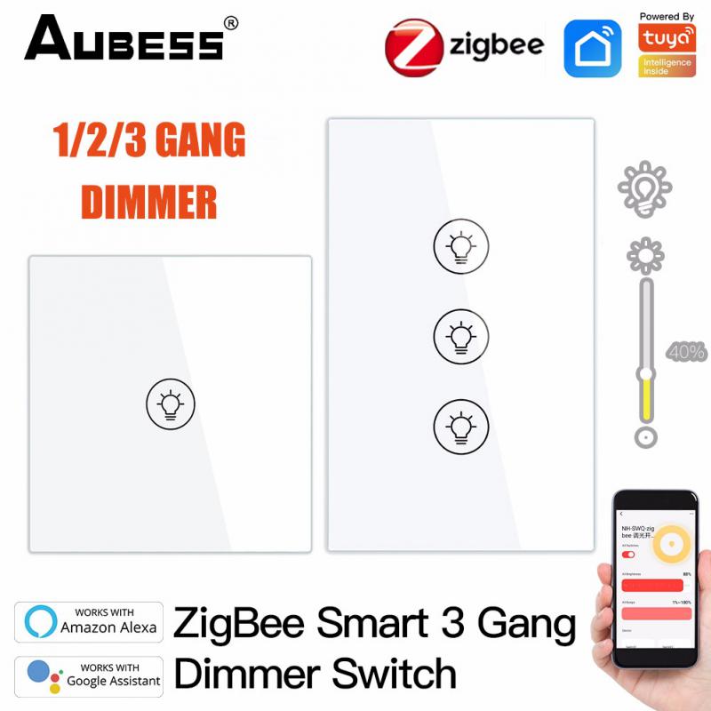 Tuya Smart Zigbee 2-gang/3-gang Dimmer Switch Long Press Stepless Dimming Works With Alexa Google Smartthings Smart Life App