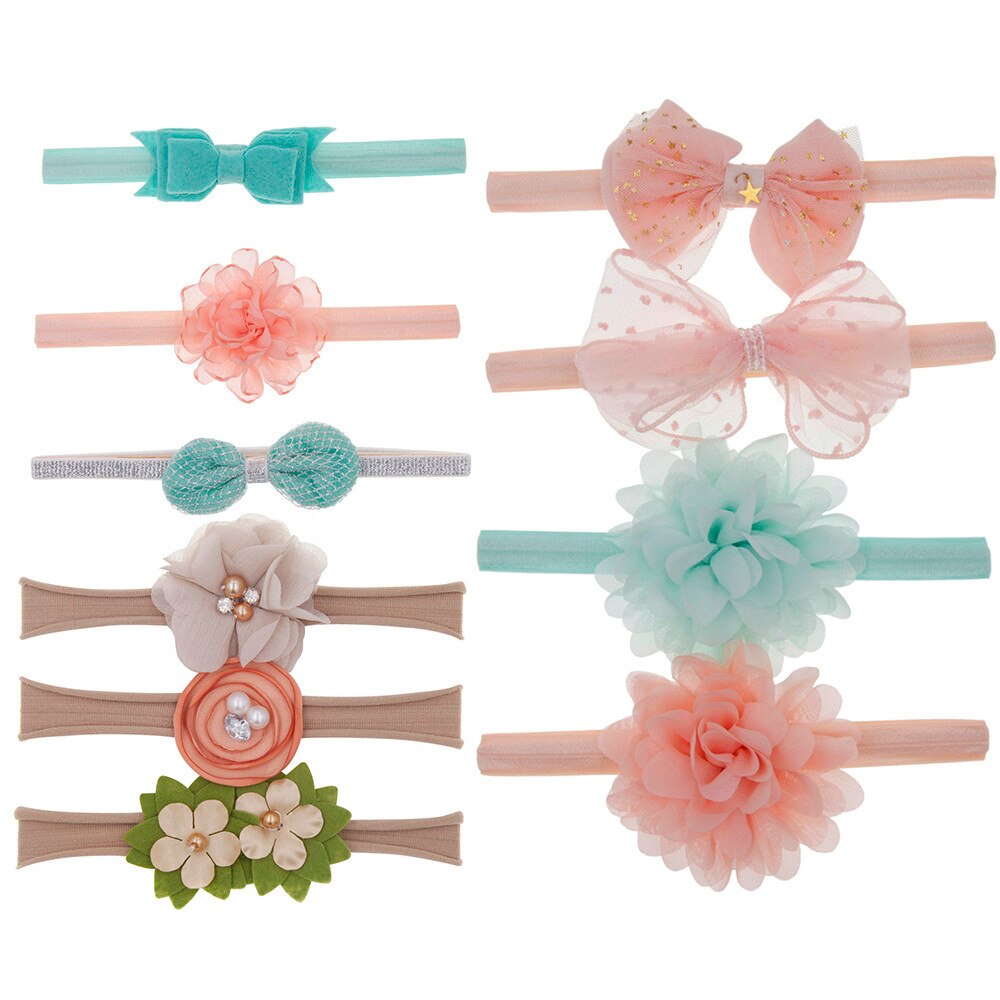 10 Uds niños Floral diadema de pelo niñas bebé accesorios de lazo diadema conjunto lindo Diadema con lazo para bebé para niña bebé Accesorios: C