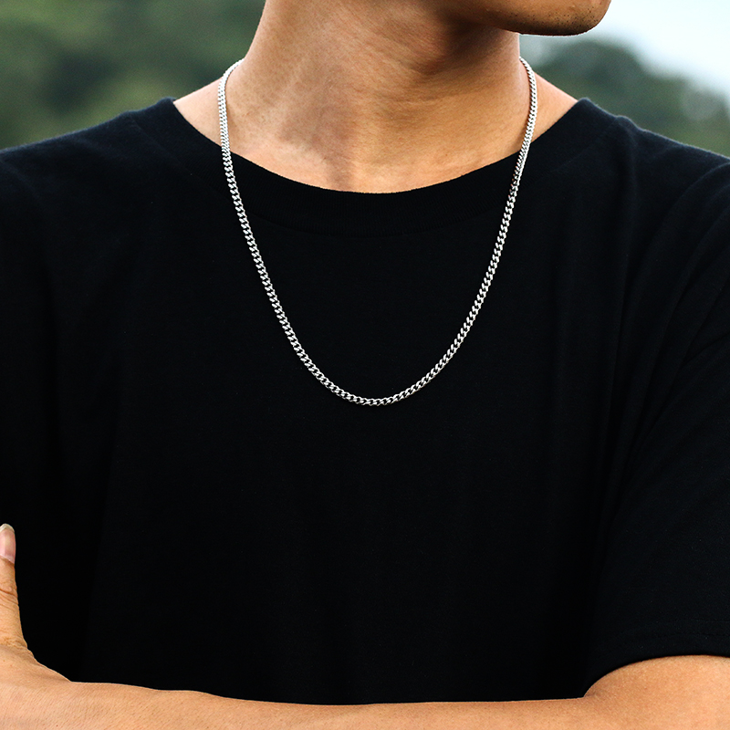3mm Cuban Chain Rope Chain Stainless Steel Classical Necklace Mens Women Chains Around The Neck Gold Silver Color Necklace